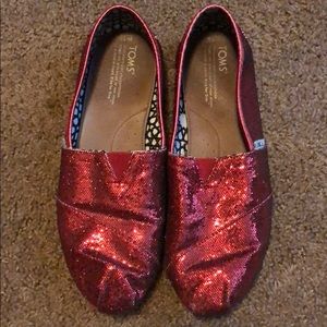 Sparkly Red TOMS